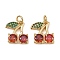 Brass Micro Pave Cubic Zirconia Pendants, Cherry Charms, with Jump Ring, Long-Lasting Plated, Cadmium Free & Lead Free, Real 18K Gold Plated, 14x14x4mm, Hole: 3mm