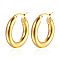 Stainless Steel Hoop Earrings for Women, Oval, Real 18K Gold Plated, 21mm
