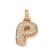 Brass Micro Pave Cubic Zirconia Pendants, Nickel Free, Real 18K Gold Plated, Clear, Letter P, 18.5~24x12.5~25.5x5~5.5mm, Hole: 5x3mm