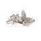 Brass Micro Pave Clear Cubic Zirconia Fold Over Clasps with Shell, Cadmium Free & Nickel Free & Lead Free, Butterfly, Platinum, 38mm, Hole: 1.2mm