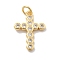 Brass Micro Pave Cubic Zirconia Pendants, Cadmium Free & Nickel Free & Lead Free, Cross Charms, Real 18K Gold Plated, with Jump Ring, Real 18K Gold Plated, 19.5x14.5x2mm, Hole: 3mm