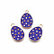 Alloy Enamel Pendants, Light Gold, Cadmium Free & Lead Free, Easter Egg Shape with Dot, Dark Slate Blue, 22x14x1.5mm, Hole: 2mm