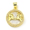 Brass Micro Pave Clear Cubic Zirconia Pendants, Cadmium Free & Nickel Free & Lead Free, with Shell, Real 18K Gold Plated, Gemini, 19.5x16.5x3mm, Hole: 3.5mm