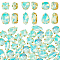 106pcs 6 Style Sew On Rhinestone, Multi-Strand Links, Lampwork with Brass Prong Settings, Golden, Medium Aquamarine, 9~15x7~10x5~6mm, Hole: 1~1.2mm