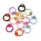 Spray Painted Alloy Spring Ring Clasps, Ring with Chinese Knot, Mixed Color, 29x24.5x4.5mm, Hole: 1.5mm