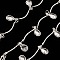 Brass Curved Bar Link Chains, with Clear Cubic Zirconia Teardrop Charms, Unwelded, with Spool, Silver, 18x1mm