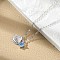 925 Sterling Silver Micro Pave Cubic Zirconia Pendant Necklaces for Women, with Shell Shape Charms, Platinum, 15.83 inch(40.2cm)