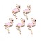 Alloy Enamel Pendants, Cadmium Free & Nickel Free & Lead Free, Light Gold, Flamingo Shape, Pearl Pink, 25.5x15x2mm, Hole: 1.6mm