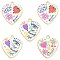 Printed Alloy Pendants, Golden, Stamp with Heart, Mixed Color, 25.5x23x2.5mm, Hole: 2mm