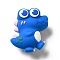 Big Eye Dinosaur Shape PVC Pendants, Blue, 49.5x44x25mm, Hole: 3mm