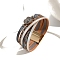 Braided PU Leather Crod Multi-strand Bracelets for Women, Natural Quartz Crystal Link Bracelets with Magnetic Clasps, Gainsboro, 7-5/8 inch(19.5cm)