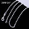 Brass Ball Chain Necklaces, with Lobster Claw Clasps, Silver Color Plated, 24 inch, 2mm