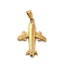 PVD Vacuum Plating 201 Stainless Steel Pendants, Plane Charms, Golden, 32x23x3mm, Hole: 7x3.5mm