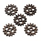 Walnut Wood Hollow Pendants, Gear Charms with Heart, Undyed, Coffee, 23.5x2mm, Hole: 4mm & 2.5mm