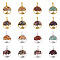 32Pcs 16 Styles Natural & Synthetic Mixed Gemstone Chip Pendants, Alloy Flat Round with Tree Charms, Golden & Silver, 29x25mm, 2pcs/style