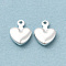 Brass Charms, Cadmium Free & Lead Free, Heart Charm, 925 Sterling Silver Plated, 9x6.5x2mm, Hole: 1mm