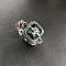 Rectangle Cubic Zirconia Solitaire Ring, Cuff Ring, Brass Skull Gothic Ring for Women, Dark Green, US Size 6(16.5mm)
