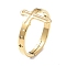 Ion Plating(IP) 304 Stainless Steel Hollow Out Cross Adjustable Ring for Women, Golden, Inner Diameter: 17mm