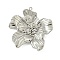 304 Stainless Steel Pendants, with Rhinestone, Flower Charm, Stainless Steel Color, Crystal, 26x24.5x4mm, Hole: 1.2mm