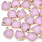 Electroplate Druzy Resin Pendants, with Iron Findings, Heart, Light Gold, Pearl Pink, 15x12x3.5~4mm, Hole: 1mm