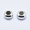 Brass Beads, with Silicone, Slider Beads, Rondelle, Cadmium Free & Nickel Free & Lead Free, Real Platinum Plated, 7x3.5mm, Rubber Hole: 2mm