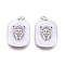 Brass Enamel Pendants, with Brass Jump Rings, Rounded Square, White, 23x16x4mm, Jump Rings: 3mm Inner Diameter.