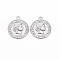 Brass Coin Charms, Flat Round, Nickel Free, Real Platinum Plated, 19x16x2mm, Hole: 1.6mm