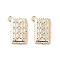 Brass Micro Pave Clear Cubic Zirconia Charms, Rectangle Charms, Cadmium Free & Nickel Free & Lead Free, Real 18K Gold Plated, 14.5x10x2.5mm, Hole: 1.2mm