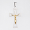 304 Stainless Steel Pendants, Large Hole Pendants, For Easter, Crucifix Cross, Golden & Stainless Steel Color, 54x30.5x6mm, Hole: 6x11mm
