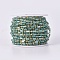 Handmade Glass Beaded Chains, Soldered, with Brass Findings, with Spool, Long-Lasting Plated, Real 18K Gold Plated, Cuboid, Medium Aquamarine, 4.5x2.5~3x2.5~3mm, 2mm, about 32.8 Feet(10m)/roll