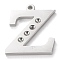 Tarnish Resistant 304 Stainless Steel Letter Pendant Rhinestone Settings, Stainless Steel Color, Letter.Z, Z: 16x14x1.5mm, Hole: 1.2mm, Fit for 1.6mm rhinestone