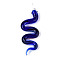 Handmade Lampwork Big Pendants, Snake, Dark Blue, 72~75.5x23~25x9~10mm, Hole: 4.5~5.5x4~5mm