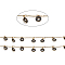 Brass Bar Link Chains, with Enamel Charms and Spool, Soldered, Long-Lasting Plated, Donut, Real 18K Gold Plated, Black, 15x1mm, about 32.8 Feet(10m)/roll