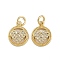 Brass Micro Pave Cubic Zirconia Pendants, Heart Charms, with Jump Ring, Real 16K Gold Plated, 13.5x11x2mm, Hole: 3.5mm
