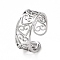 Non-Tarnish 304 Stainless Steel Hollow Out Heart Open Cuff Ring for Women, Stainless Steel Color, US Size 6(16.5mm)