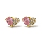 Heart Brass Pave Cubic Zirconia Stud Earrings for Women, Real 18K Gold Plated, 8.5x13mm