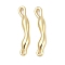 Brass Textured Stick Connector Charms, Rack Plating, Long-Lasting, Lead Free & Cadmium Free, Real 18K Gold Plated, 15.5x3x2.5mm, Hole: 1mm and 0.7mm
