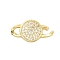 Brass Micro Pave Clear Cubic Zirconia Connector Charms, Real 18K Gold Plated, Long-Lasting Plated, Cadmium Free & Lead Free, Rack Plating, Flat Round, 20.5x11x3mm, Hole: 3x3mm and 4x3mm