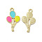 Alloy Enamel Pendants, Balloon Charms, Golden, Dodger Blue, 23.5x13x1.5mm, Hole: 1.8mm