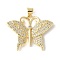 Brass Micro Pave Clear Cubic Zirconia Pendants, Cadmium Free & Lead Free, Butterfly, Real 18K Gold Plated, 23x28.5x3.5mm, Hole: 3.5x5mm
