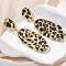 Alloy acrylic Dangle Stud Earrings, Long Leopard Print with Oval, Golden, 80x28mm