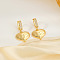 Fashionable Brass Clear Cubic Zirconia Heart Hoop Earrings, Golden, 36x21mm