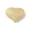 Rack Plating Brass Beads, Cadmium Free & Lead Free, Long-Lasting Plated, Heart, with Glitter, Real 18K Gold Plated, 21.5x25x9.5mm, Hole: 3.5mm
