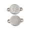 Tarnish Resistant 304 Stainless Steel Connector Charms, Flat Round Links with Tree, Stainless Steel Color, 12x18x1mm, Hole: 1.8mm