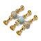 Rack Plating Brass and Shoushan Stone Flod Over Chasps, Round, Real 18K Gold Plated, 44mm