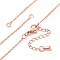 1.3MM Brass Cable Chain Necklace Making, with 304 Stainless Steel Lobster Clasps, Lead Free & Cadmium Free, Long-Lasting Plated, Rack Plating, Rose Gold, 16.02 inch(40.7cm)