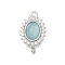 Brass Micro Pave Cubic Zirconia Box Clasps, Cadmium Free & Nickel Free & Lead Free, with Glass, Oval, Platinum, Light Blue, 16.5x10x8mm, Hole: 1.4mm and 1.2mm