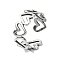 304 Stainless Steel Cuff Rings, Hallow Heart, Stainless Steel Color, Adjustable, 7.5mm