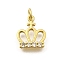 Brass Micro Pave Cubic Zirconia Pendants, Crown Charms, Rack Plating, Lasting Plated, Cadmium Free & Lead Free, with Jump Ring, Real 18K Gold Plated, 14x12.5x2.5mm, Hole: 3.5mm