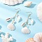 Shell Shape Dangle Earrings, with Natural Cowrie Shell Pendants & Natural Spiral Shell & Brass Earring Hooks & Shell Pendants & Brass Ball Head Pins & Brass Cable Chains  & Shell Pearl Bead, Golden, Seashell Color, 80x28mm